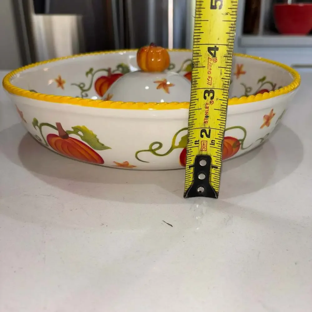 Temp-tations Old World Pumpkin Patch Serving Bowl with Raised Center Seasonal